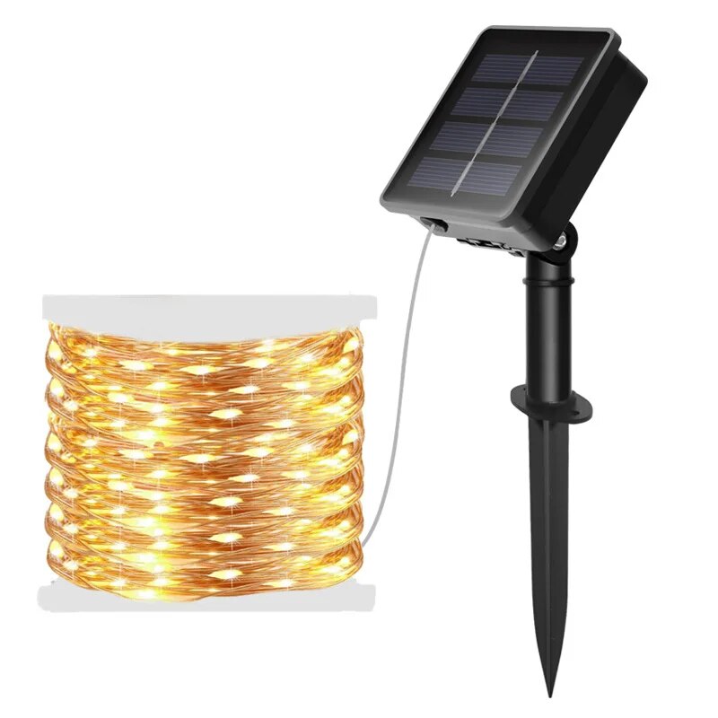 Outdoor Power Outlet Solar - أسلاك نحاسية مقاومة للماء ، مصابيح