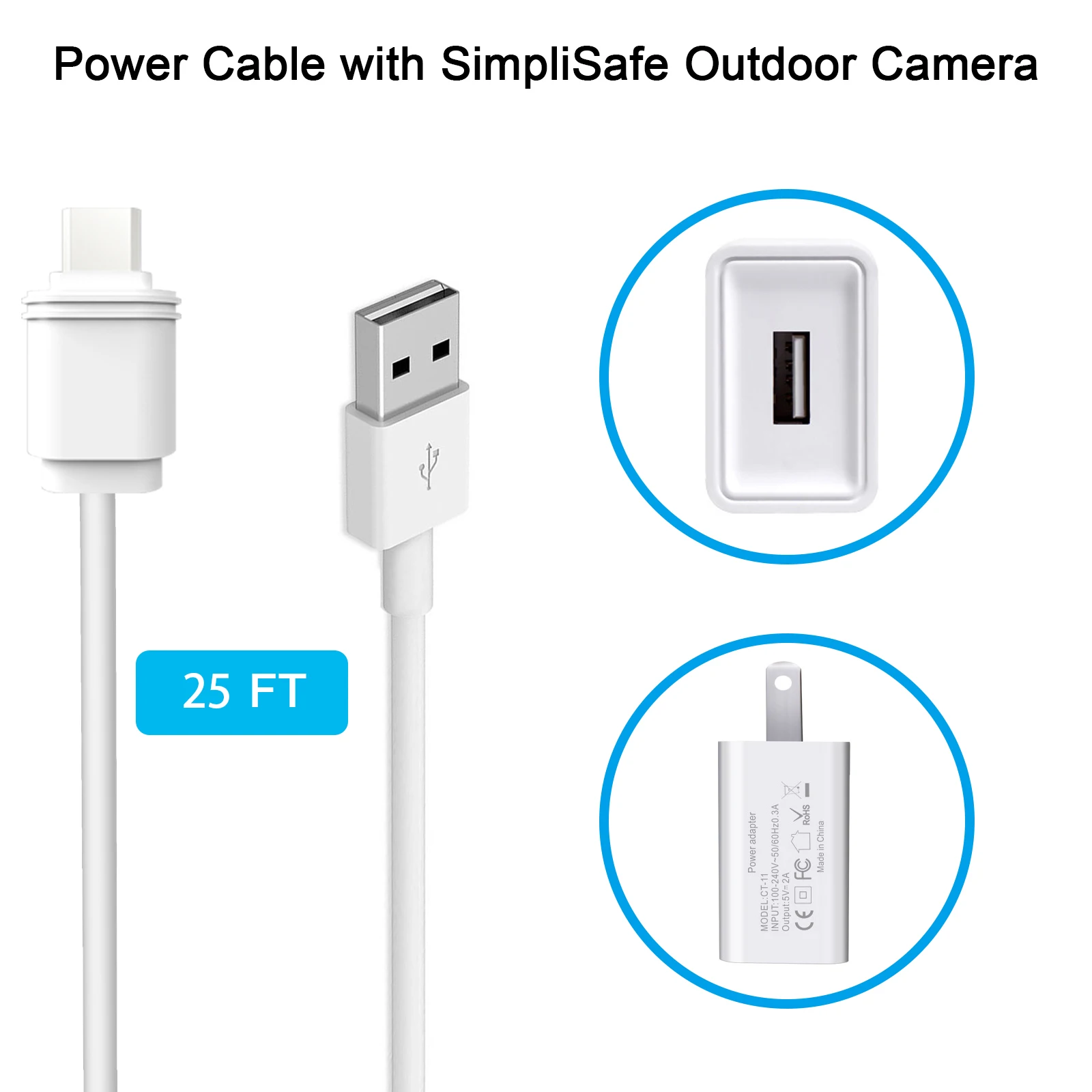 Outdoor Power Lead - كابل شحن بطول 7.6 متر/25 قدم