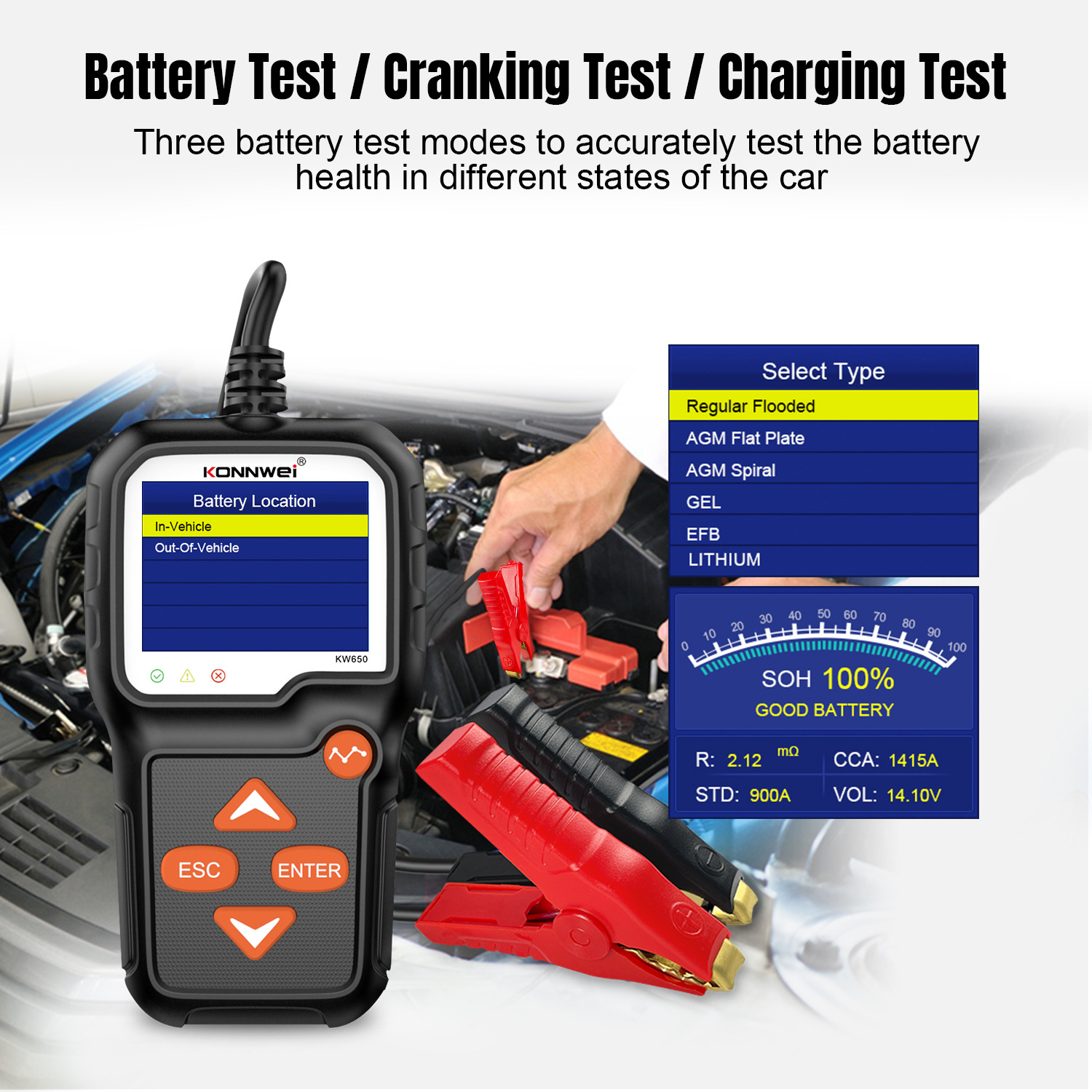 جهاز اختبار بطارية السيارة KW6 - مراجعة Lawn Mower Battery وسعره
