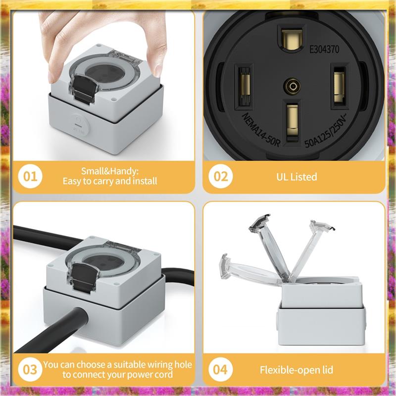 AA46 HOT-50Amp صندوق مخرج طاقة - مراجعة Outdoor Power Receptacle Box وسعره
